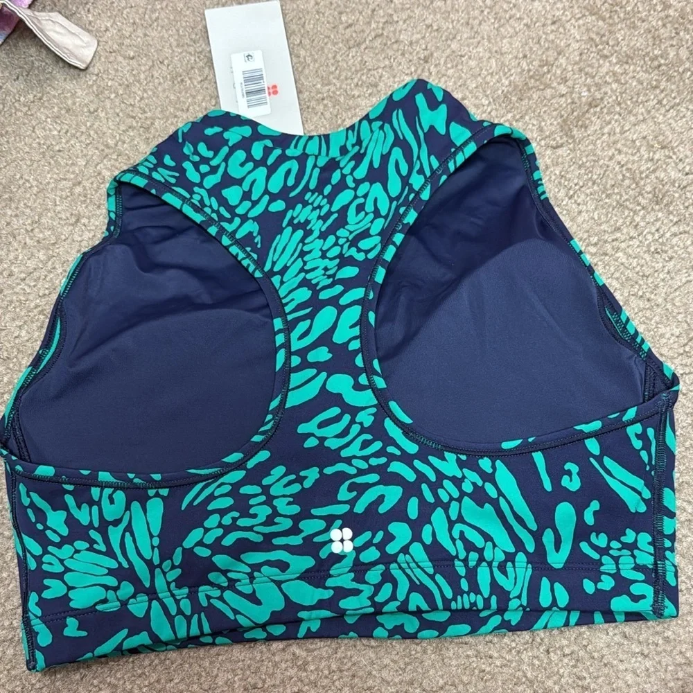 Sweaty Betty Power Contour Zip Bra Green Butterfly Print